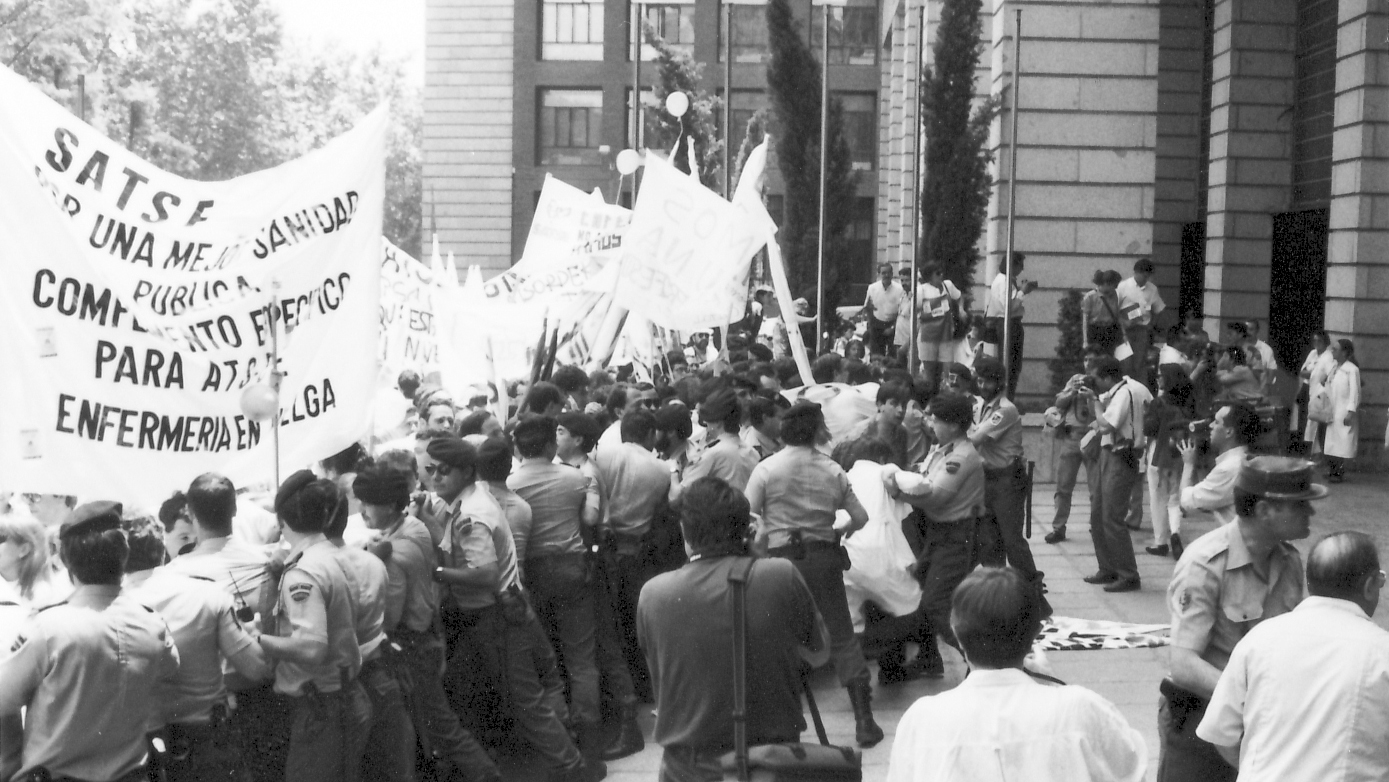 Una de las primeras protestas de SATSE